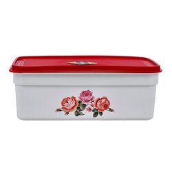 Royalford Rect Air-Tight Storage Bowl, 2.5L, White/Red