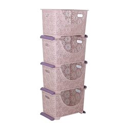 Royalford Dynamic 4-Tier Plastic Storage Cabinet Rack, RF10800, Pink