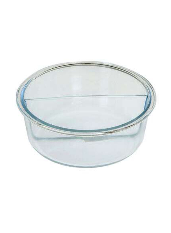 RoyalFord 2-Compartment BRS Round Food Container, 950ml, Clear/Green