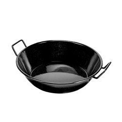 Royalford 22cm Non-Stick Round Aluminium Enamel Coated Induction Safe Wokpan with Raised Handles, RF11324, 25x22x7 cm, Black