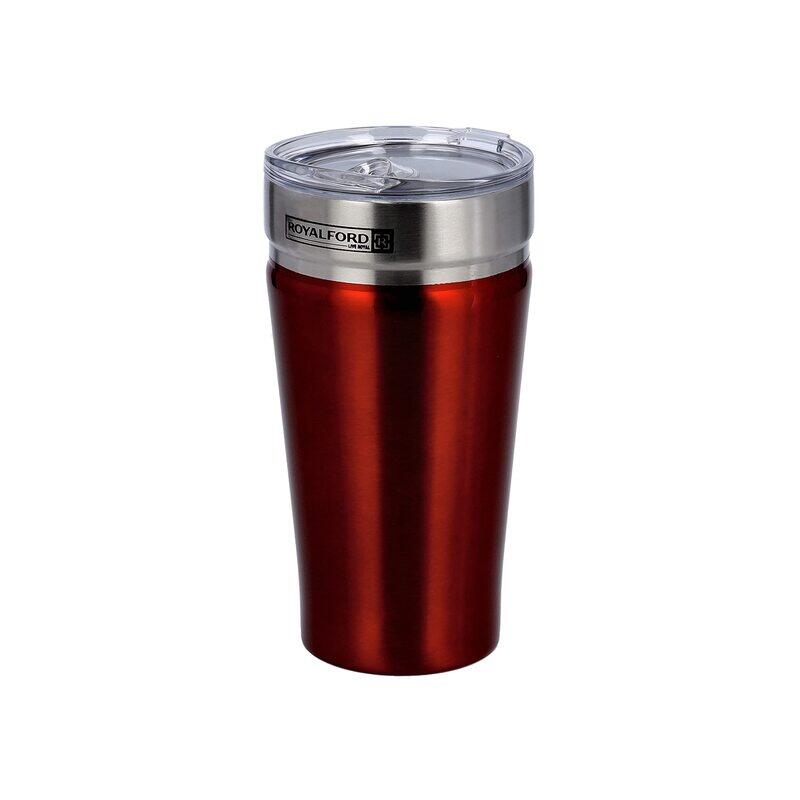 

Royalford 520ml Stainless Stee Double Wall Inner Pot Vacuum Tumbler with Portable & Leak-Resistant Lid, Silver/Red