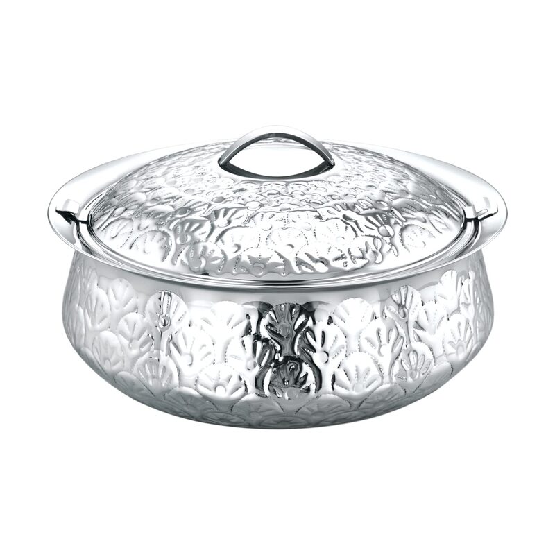 Royalford 2 Ltr Phoenix Plus Round Stainless Steel Hotpot, RF11451, 28x12x28 cm, Silver