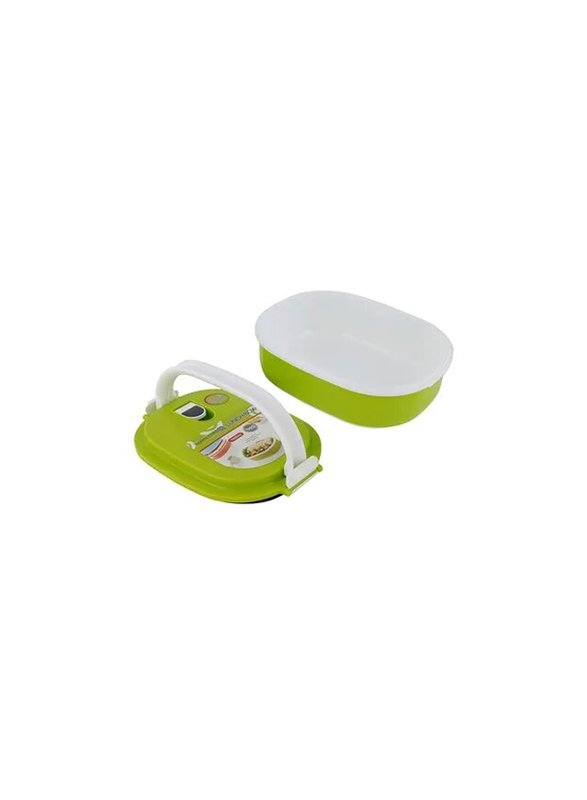 RoyalFord Plastic Square Lunch Box, 350ml, Green/White