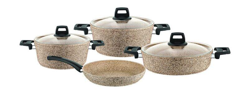 

Royalford 7-Piece Gabbro Round Aluminium Granite Coating Cookware Set, RF10980, Beige