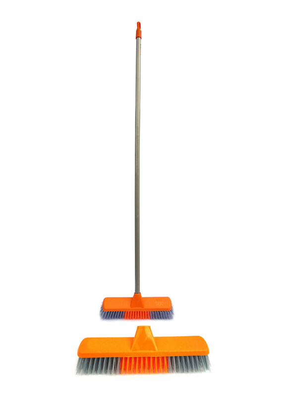 

Delcasa PVC Coated Wooden Handle Broom, Grey/Orange/Silver