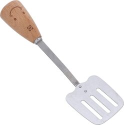 Royalford Stainless Steel with Wooden Handle Slotted Turner, Multicolour