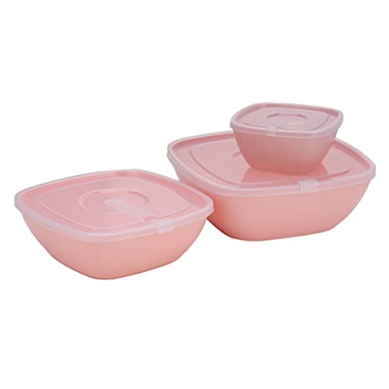 Royalford Bowl Set with Air-Tight Lid, 3 Piece, RF11008, Red