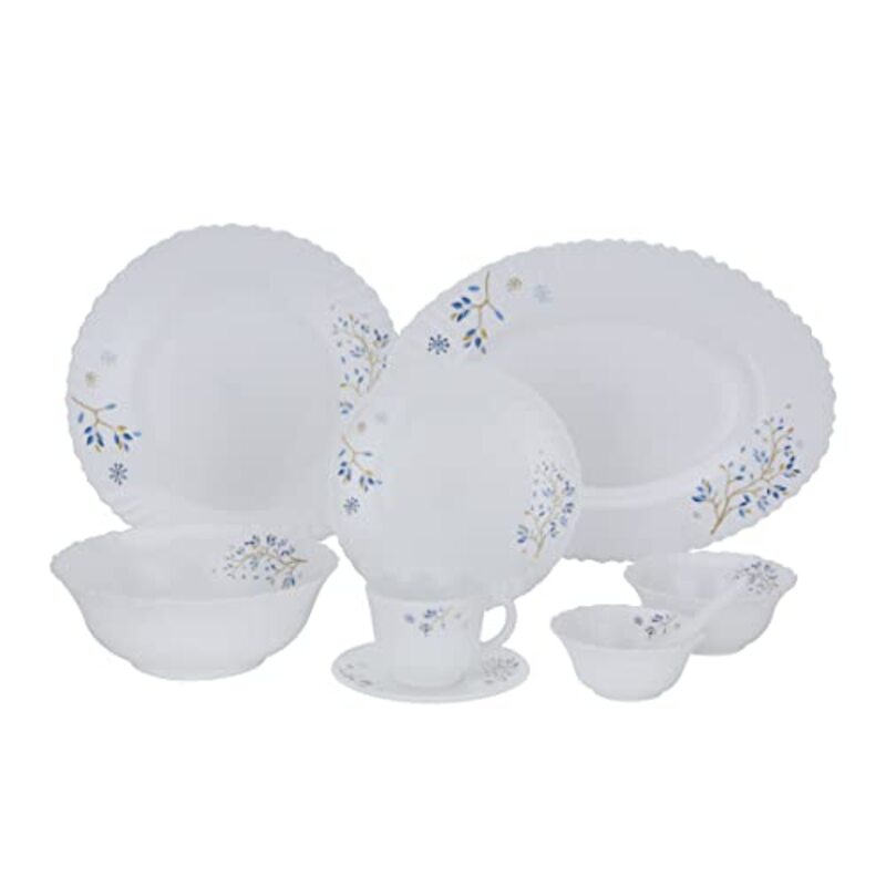 Royalford 50-Piece Opal Ware Lightweight Beautiful Design Dinner Set, RF10202, White