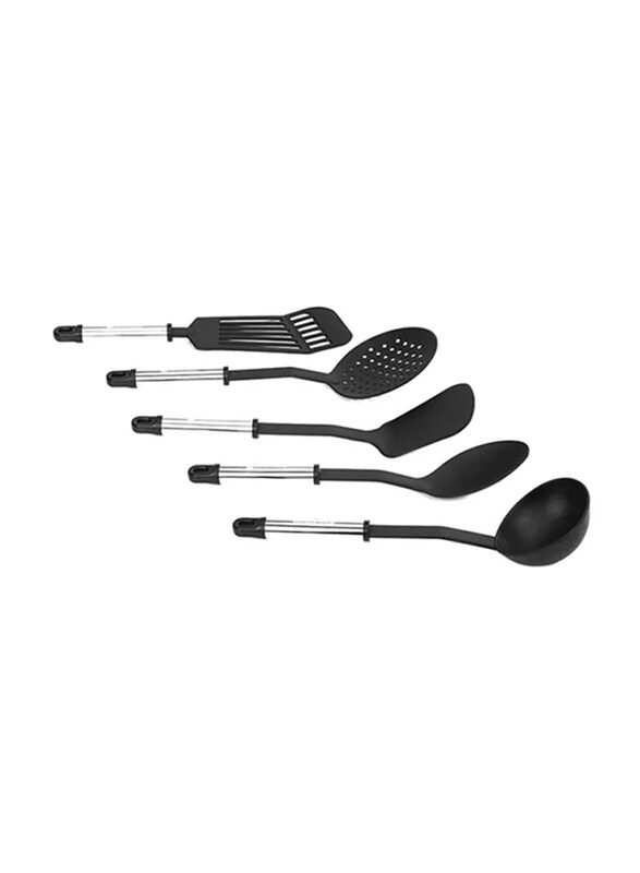 

RoyalFord 5-Piece Nylon Spatula Kitchen Tools Set, Black/Silver