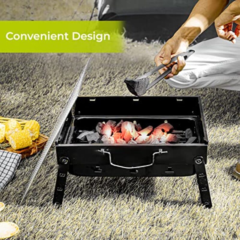Royalford Foldable Barbecue Charcoal Grill BBQ, RF10358, Black