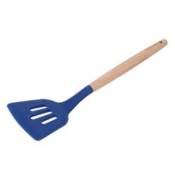 Royalford Silicone Slotted Turner Wooden Handle Spatula, Multicolour