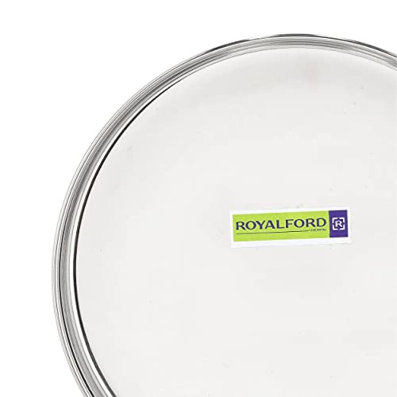 Royalford 28cm Khumcha Stainless Steel Round Dinner Plate, RF10160, Silver