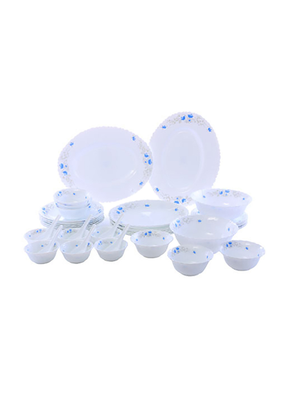 RoyalFord 40-Pieces Opal Ware Glassware Dinnerware Set, RF5035, White