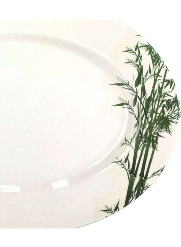 RoyalFord 14-inch Melamine Bamboo Oval Plate, RF9893, White/Green/Grey