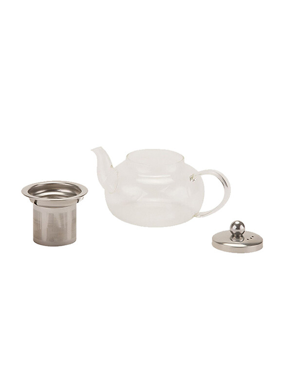 RoyalFord 600ml Glass Tea Pot with Stainless Steel Strainer, RFU9086, Clear