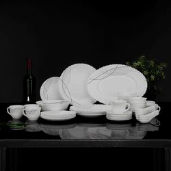 Royalford 50-Piece Opal Ware Dinner Set, White