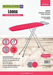 Royalford Leona Ironing Board with Adjustable Height Mechanism, 100x30cm, RF11245, Multicolour