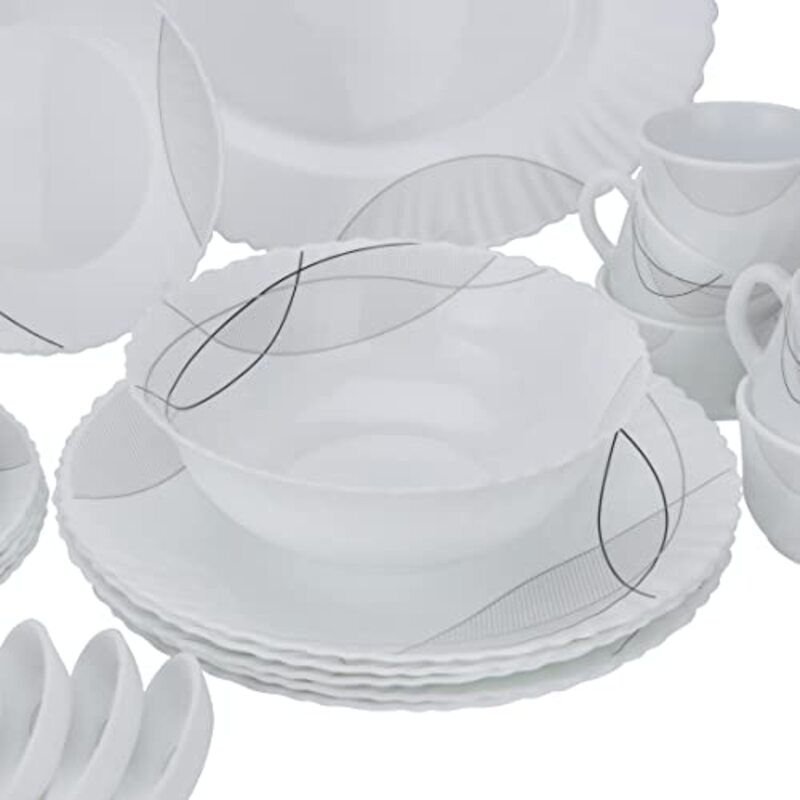 Royalford 50-Piece Opal Ware Dinner Set, White