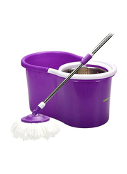 RoyalFord Modern Spin Easy Mop with Bucket & Steel Drum, 14 Liter, Purple