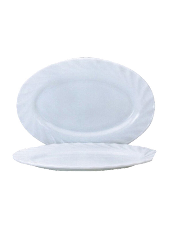 

RoyalFord 14-inch Opal Ware Spin Oval Dinner Plate, RF4531, White