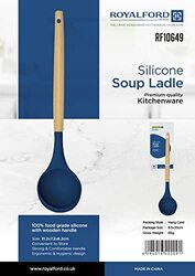 Royalford Silicone Soup Ladle with Wooden Handle, RF10649, Multicolour