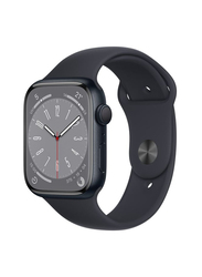 Apple Series 8 45mm Smartwatch, GPS, Midnight Aluminium Case with Midnight Sport Band