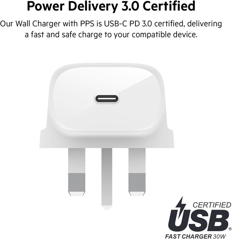 Belkin 30W USB C Wall Charger with USB-C to Lightning Cable, PPS