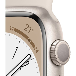 Apple Series 8 45mm Smartwatch, GPS, Starlight Aluminium Case with Starlight Sport Band