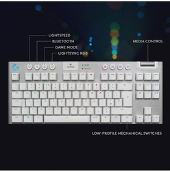 Logitech G915 TKL Tenkeyless LIGHTSPEED Wireless RGB Mechanical Gaming Keyboard, White