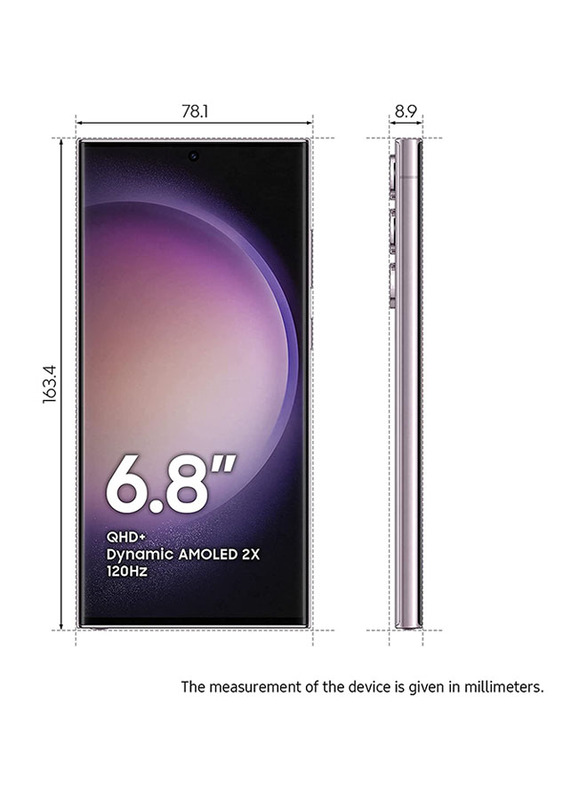 Samsung Galaxy S23 Ultra 256GB Lavender, 12GB RAM, 5G, Dual SIM Smartphone, UAE Version