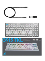 Logitech G915 TKL Tenkeyless LIGHTSPEED Wireless RGB Mechanical Gaming Keyboard, White