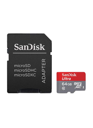 Sandisk 64GB Ultra UHS-I Class 10 MicroSDXC Memory Card With Adapter, Red/Black