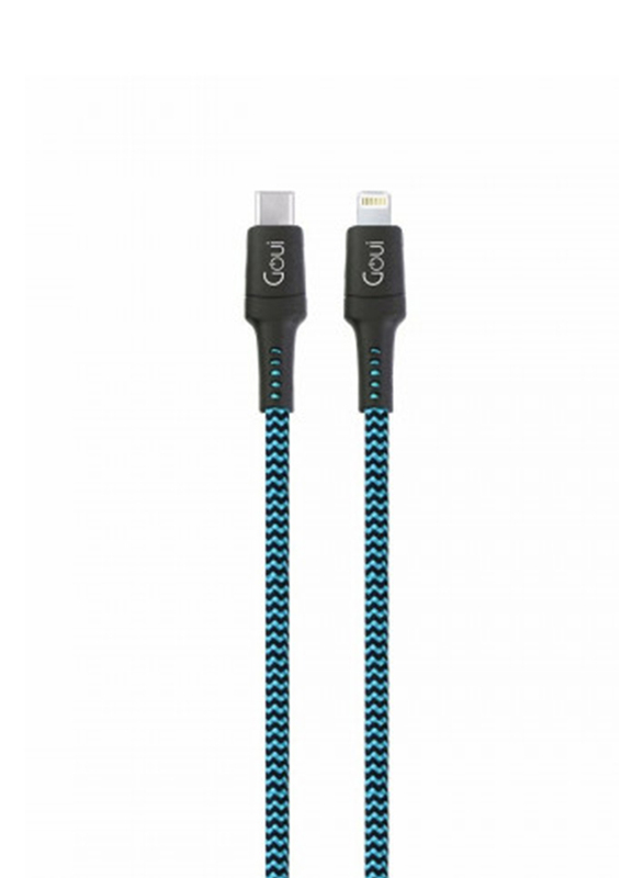 Goui 1.5-Meter Tough Lightning Cable, USB Type-C Male to Lightning for Apple iPhone/iPad/iPod, Blue/Black