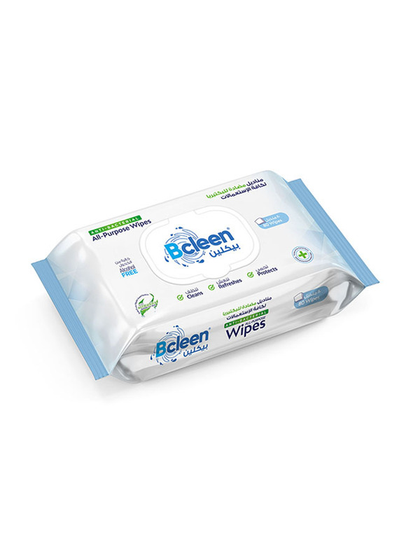Bcleen Antibacterial Alcohol Free Fresh Wet Wipes, 80 Pieces