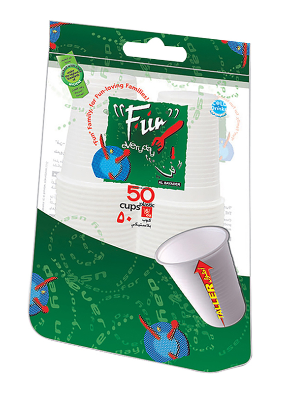 Fun Everyday 6oz 50-Piece Plastic Disposable Cup Set with Lid, White