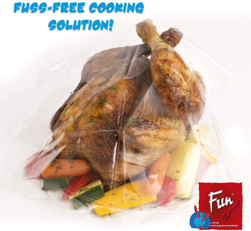 Fun Indispensable Roasting Plastic Oven Bags with Tie Wire, Jumbo, 4 Pieces