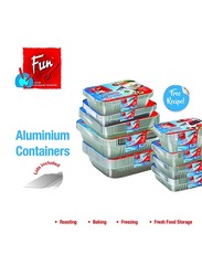 Fun 10-Pieces 360cc Indispensable Aluminium Containers with Lids, Silver/White