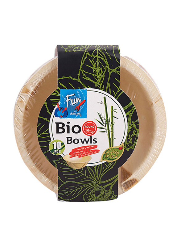 

Fun 16oz 10-Piece Everyday Biodegradable Microwave Palm Leaf Organic & Eco Friendly Bowl, Beige