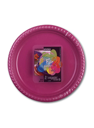 Fun Medium 25-Piece Color Party Round Plastic Dinner Plates Set, Plum