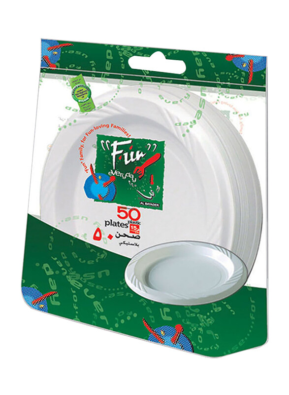 

Fun 15cm 50-Piece Everyday Disposable Plastic Plate Set, White