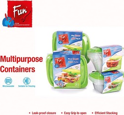 Fun 4-Pieces Indispensable Disposable Containers and Lids, 24oz, Clear/Green