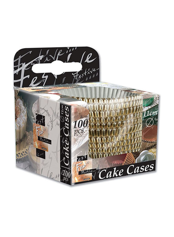 Fun 250-Piece 9.5cm Festive Paper Cake Case, Gold