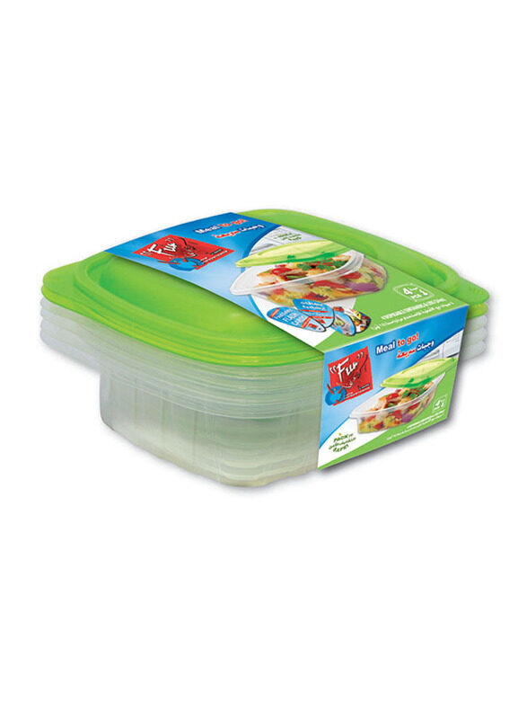 

Fun 4-Pieces Indispensable Disposable Containers and Lids, 24oz, Clear/Green