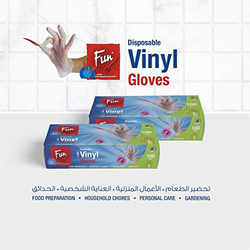 Fun Vinyl Powdered Disposable Gloves, White, Medium, 100-Piece