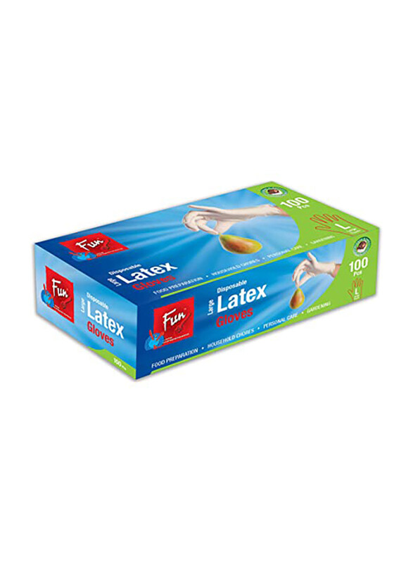 

Fun Latex Powdered Disposable Gloves, White, Medium, 100-Piece
