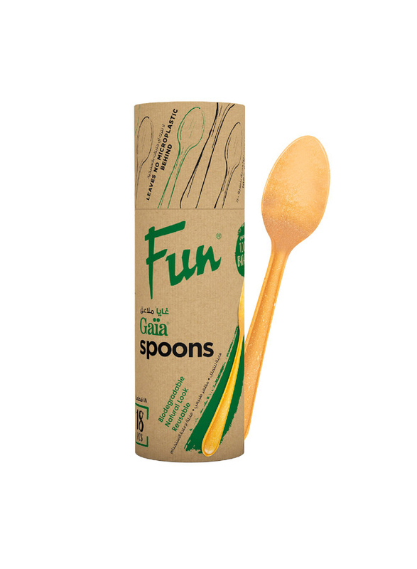 Fun 18-Piece Gaia Eco Friendly Bio Degradable Spoon Set, Dark Yellow