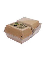 Fun 6-Pieces Green Track Disposable Kraft Paper Food Box Snack Container, 14x9x8cm, Brown