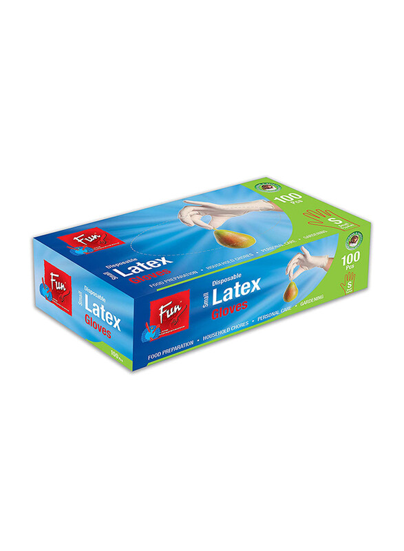 

Fun Latex Powdered Disposable Gloves, White, Small, 100-Piece