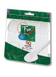 Fun 50-Piece 6.5-inch Everyday Disposable Plastic Spoon Set, White