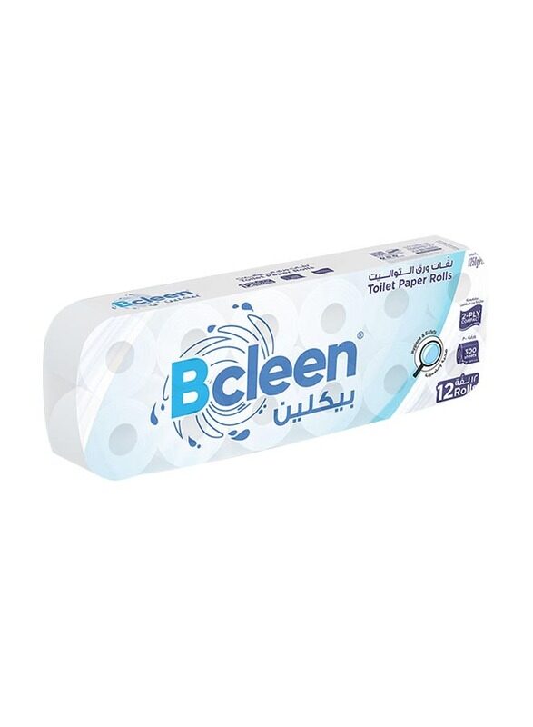 

Bcleen 2-Ply Toilet Tissue Paper, 12 Rolls x 300 Sheets